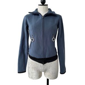 Erin Snow Fleece Full Zip Jacket Slate Blue Zip Pockets Size Small